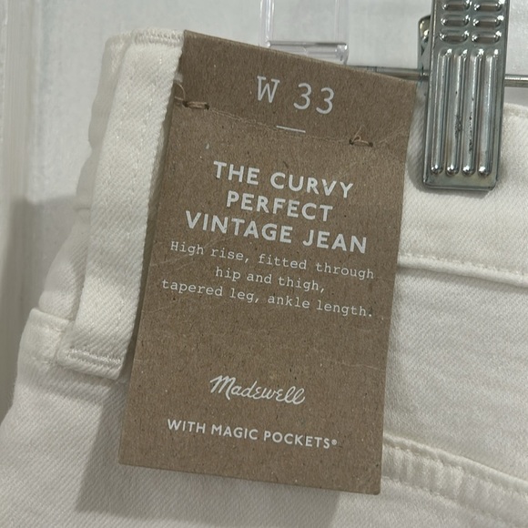 NWT Madewell The Curvy Perfect Vintage Jean in Tile White - Size 33 - Picture 5 of 11